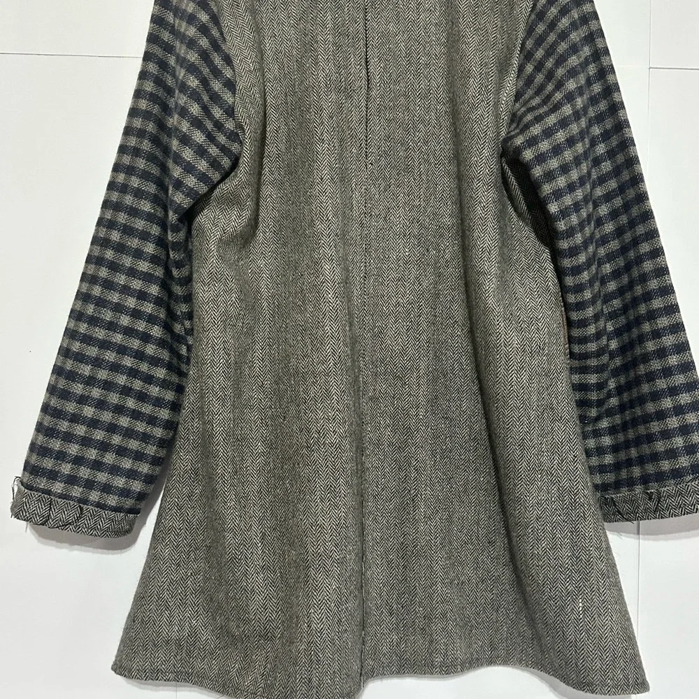 Paper Lace Wool Blend Plaid Patchwork Women's Jacket - Picture 11 of 12